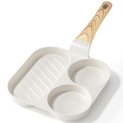 Ceramic Non Stick Egg Pan, 3-In-1 Divided Breakfast Omelette Frying Pan, 7.9''...