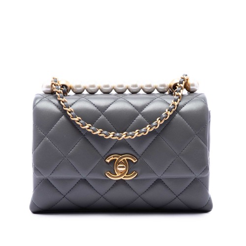 Chanel Paris Manchester Small Quilted Lambskin Faux Pearl Flap Crossbody Bag