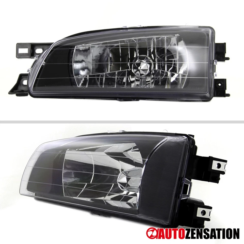 Fit 1995-2001 Subaru Impreza Black Headlights+Corner Signal Lamps Pair 95-01 - Image 3 of 4