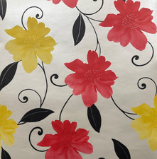 Direct Floral Red Yellow Flower Leaf Pattern Luxury Wallpaper E59705