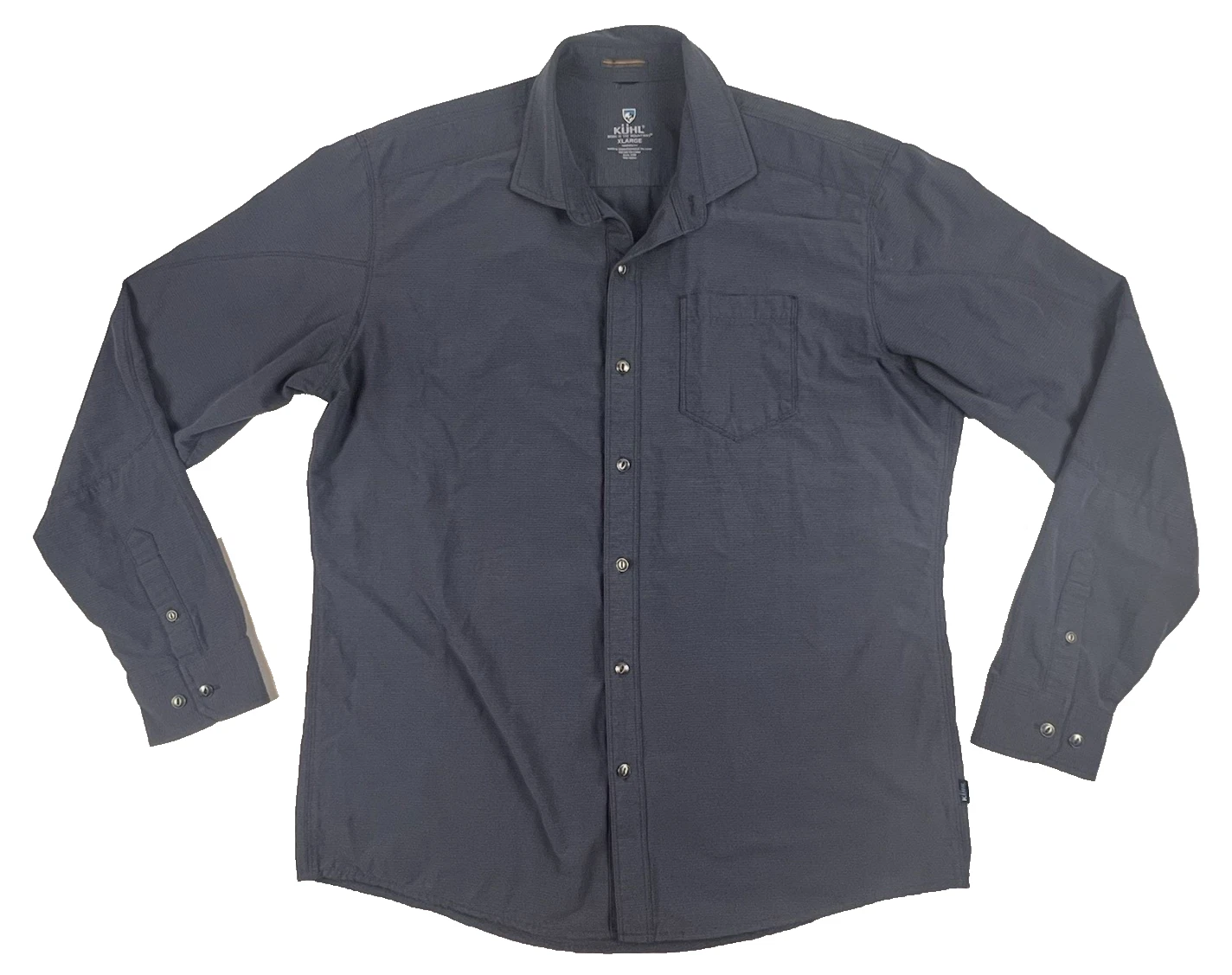 Kuhl 5 Panel Shirt Mens XL Blue Texture Long Sleeve Activewear Outdoor Hiking