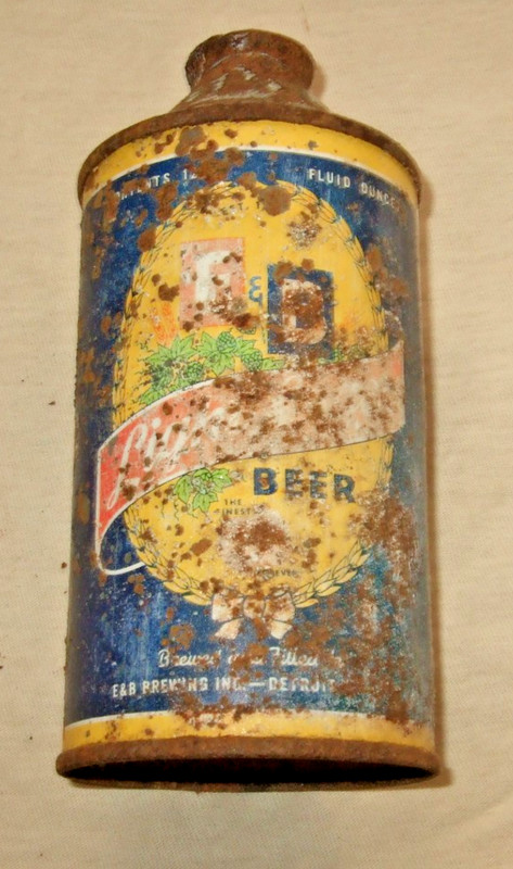 Empty E&B Light Lager Cone Top Beer Can IRTP Detroit, Michigan