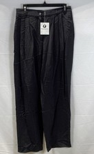NWT Vintage 90s Paolo Santini Black Silk Pleated Trousers Pants Women's 14