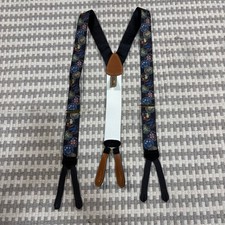 Vintage Trafalgar Men's Silk Button End Suspenders British Coin Motif