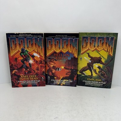 Lot - 3 DOOM PB Dafydd ab Hugh/Brad Linaweaver Knee Deep, Hell On Earth, Endgame