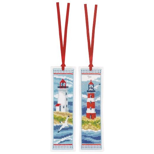Vervaco Counted Cross Stitch Bookmarks Kit - Lighthouses Set of 2