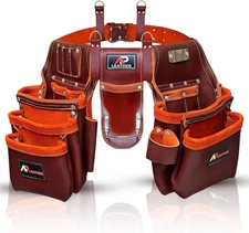 Ap-Leather Pro-302 Premium Oil Tanned Leather Tool Belt, Carpenter Tool Bag | To