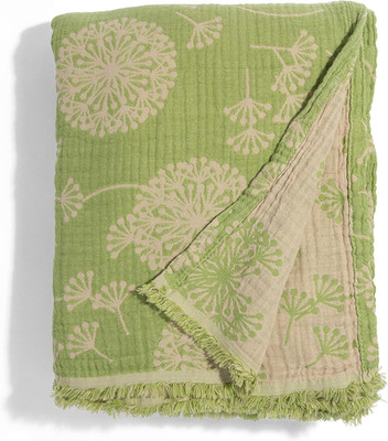 Reversible Dandelion Print Turkish Blanket - 100% Cotton, 92''x65