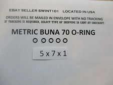 5mm ID x 7mm OD x 1mm thick O-ring. Buna-70.   Quan 5.