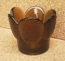 Viking Glass Dark Amber 7837 Soft Lights Candle Glimmer Pebbled Petal Votive