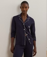 NWT Ralph Lauren Womens Long Sleeve Pajama top only Navy Medium