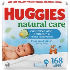 Huggies Natural Care Cucumber, Aloe and Vitamin E 56 Count Pack of 3 , White