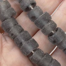 Light Gray Weathered Glass Beads, Recycled Rondelle, 50 Pieces/Strand