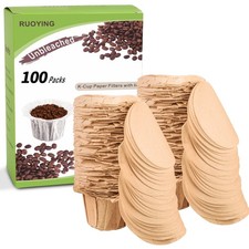 Unbleached K cup Disposable Paper Filters with Lid for k filters, Natural