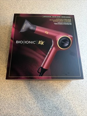 BIO IONIC 10x Ultra Light Speed Blow Dryer Limited Edition New Red