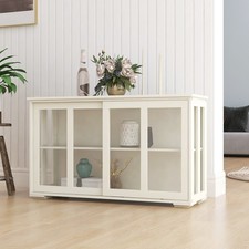 Kitchen Storage Stand Cupboard With Glass Door White Storage Cabinet