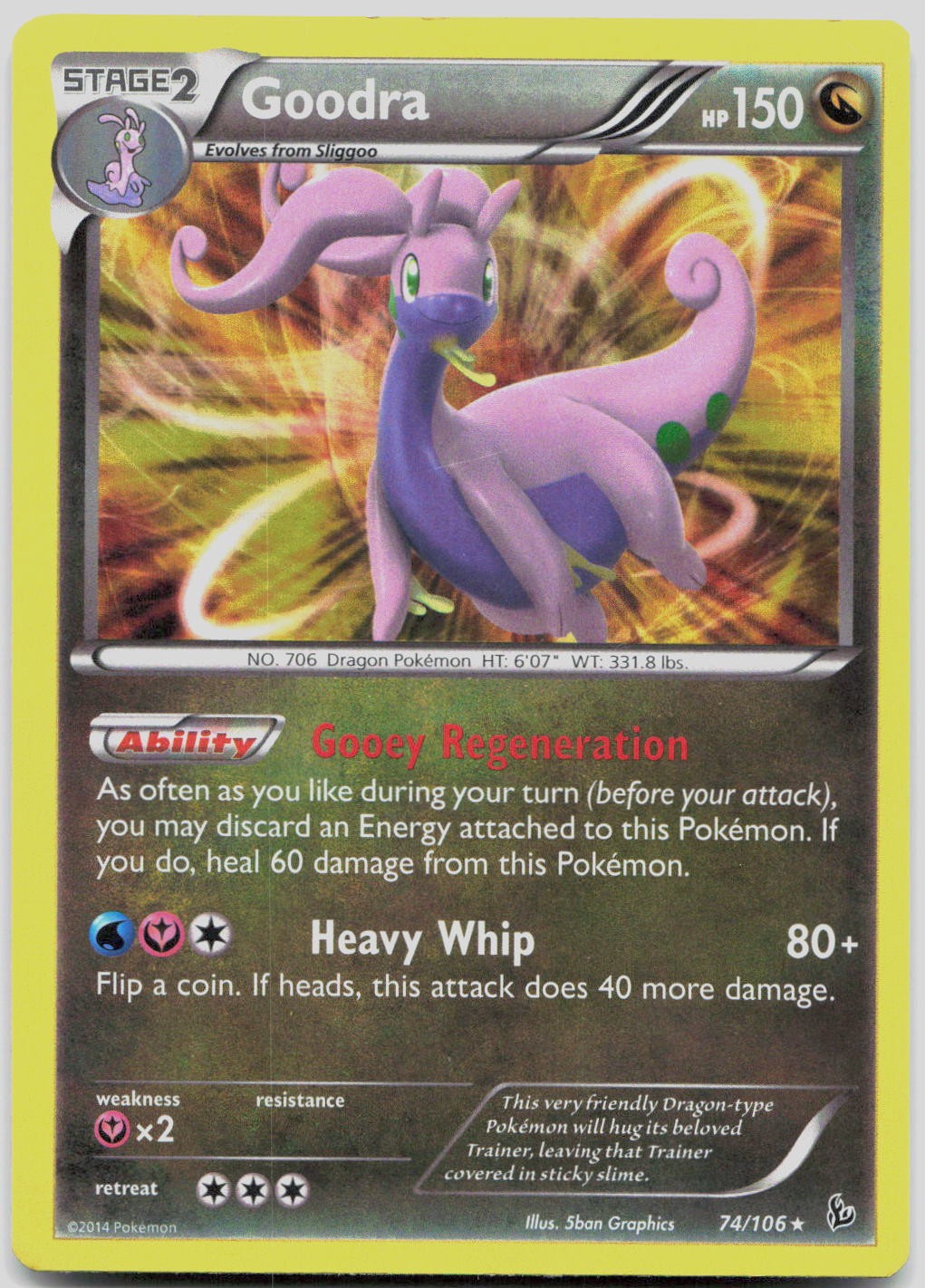 Goodra 74/106 Holo Rare Flashfire Pokemon Heavily Played
