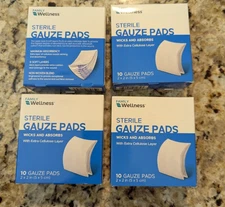 Family Wellness 4 Pack Sterile Gauze Pads 2x2 inch 10 ct (40 total pads)
