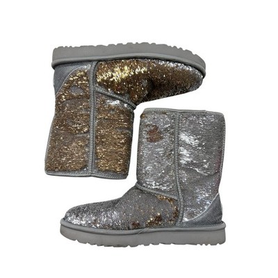 UGG Classic Short Cosmos Sequin Boots Silver Gold SIZE 9 | eBay display picture 1