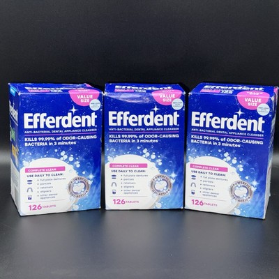 NEW Efferdent Retainer & Denture Cleaner Tablets Minty Fresh 126 Count  3 pack