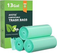 AYOTEE Compostable Trash Bags 13 Gallon Tall Kitchen, 45 Count Biodegradable Tra