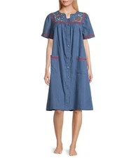 NWT GO SOFTLY PATIO XL Embroidered Cowgirl Denim Snap Front Patio Dress