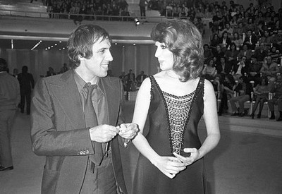 Italian singer Mina with Italian singer actor Adriano Celentano du- Old Photo 1