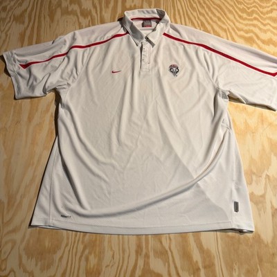 Nike Team New Mexico Lobos Polo Shirt Mens XXL White Red Nike FIT DRY Athletic