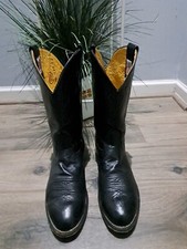 Nocona Made In The USA Vintage Black Leather Cowboy Western Mens Boots Size 10D