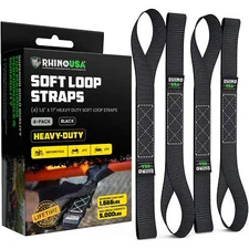 Rhino USA Soft Loop Tie Down Straps 1.6" x 17' (4-Pack) 5,000 lbs Break Strength