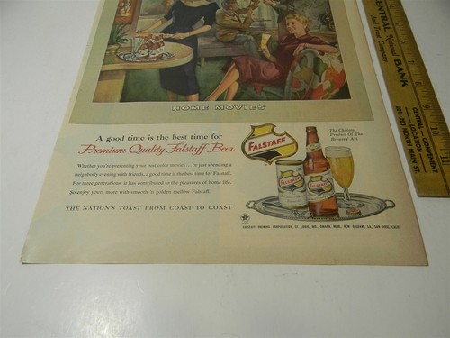 Vintage 1950s Falstaff Beer Man Cave Print Ad Flat Top Can 5G2 - Picture 3 of 3