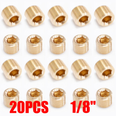Lot of 20 pcs. 1/8'' Male NPT, MNPT Brass Plug Allen Key Countersunk Hex USA