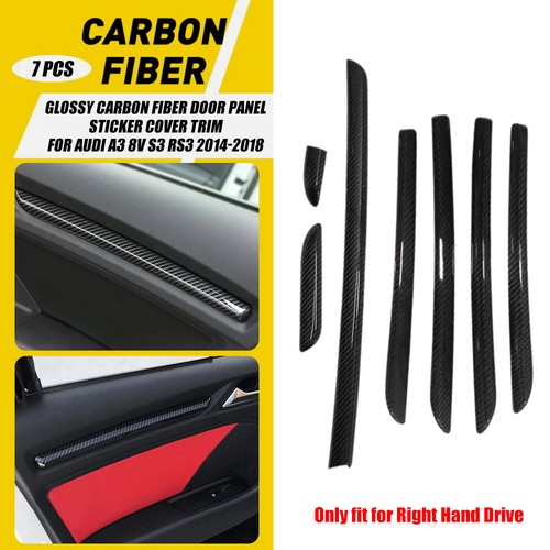 Glossy Carbon Fiber Door Panel Sticker Cover Trim For Audi A3 8V S3 RS3 2014-18 - Picture 2 of 12