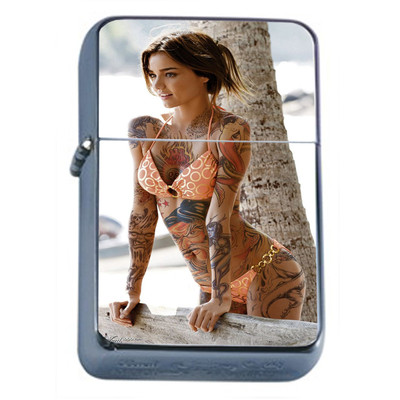 Tattoo Pin Up Girls Model D25 Flip Top Oil Lighter Wind Resistant Flame Sexy