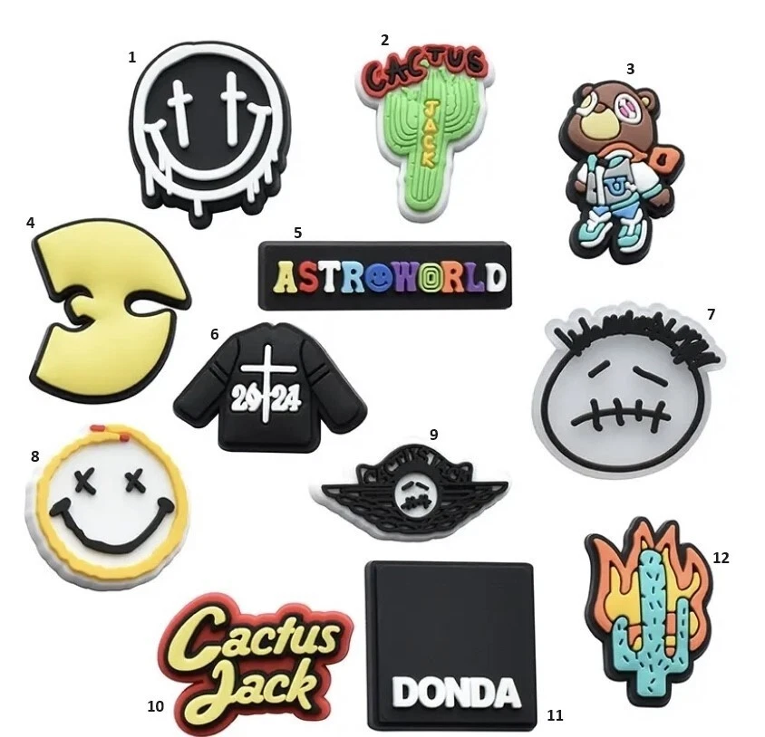 jibbitz Fits croc shoe charms uk Travis Scott Kanye West cactus jack Donda