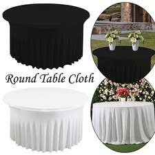 152cm Hérissé Spandex Polyester Table Tissu Blanc & Noir Banquet Mariage Fête