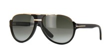 Tom Ford DIMITRY FT 0334 Shiny Black Gold/Grey Shaded (01P) Sunglasses 