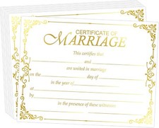 Marriage Certificates with Gold Foil Edges 11 x 8.5 Inch Blank Certificate Pa...