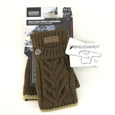 Outdoor Research San Juan Wrist Warmers Wool Blend Cable Knit Brown S/M