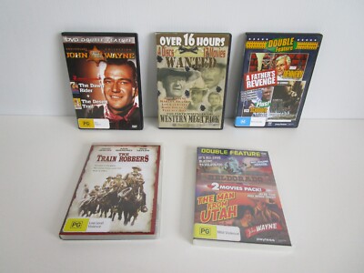 Westerns Bulk 5 x DVD, PAL R4 Movies, John Wayne, Train Robbers Plus