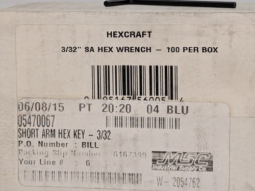 Lot of 300: Hexcraft Short Arm Hex Keys, Allen Wrenches - 7/64", 3/32", 1/8" - Picture 6 of 13