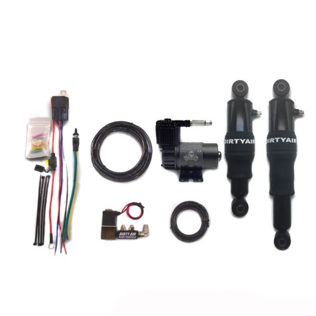 Dirty Air Black Rear Air Ride Shocks Suspension Kit Harley TriGlide