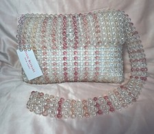 Isaac Mizrahi New York Pink Shades Beaded Crossbody Purse