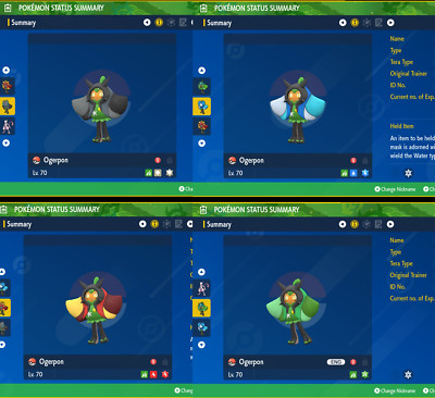 ALLE 4 Ogerpon Formen 6IV The Teal Mask DLC Pokemon Scarlet/Violet