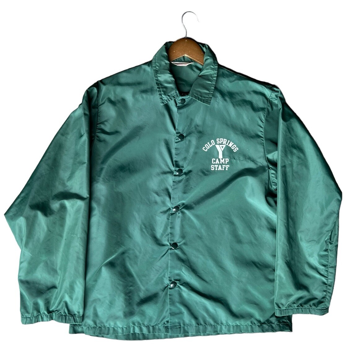 Vintage 60s Champion Nylon Snap Jacket Small Green YMCA Colorado
