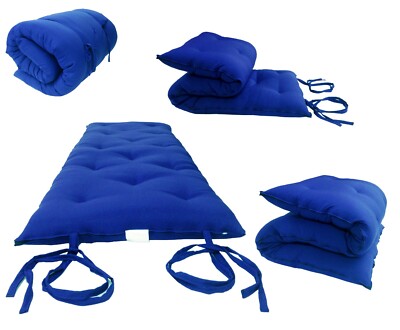 Full Cotton/Foam Rolling Futon Mattresses 3x48x74, RV Mattress, Mats, Royal Blue