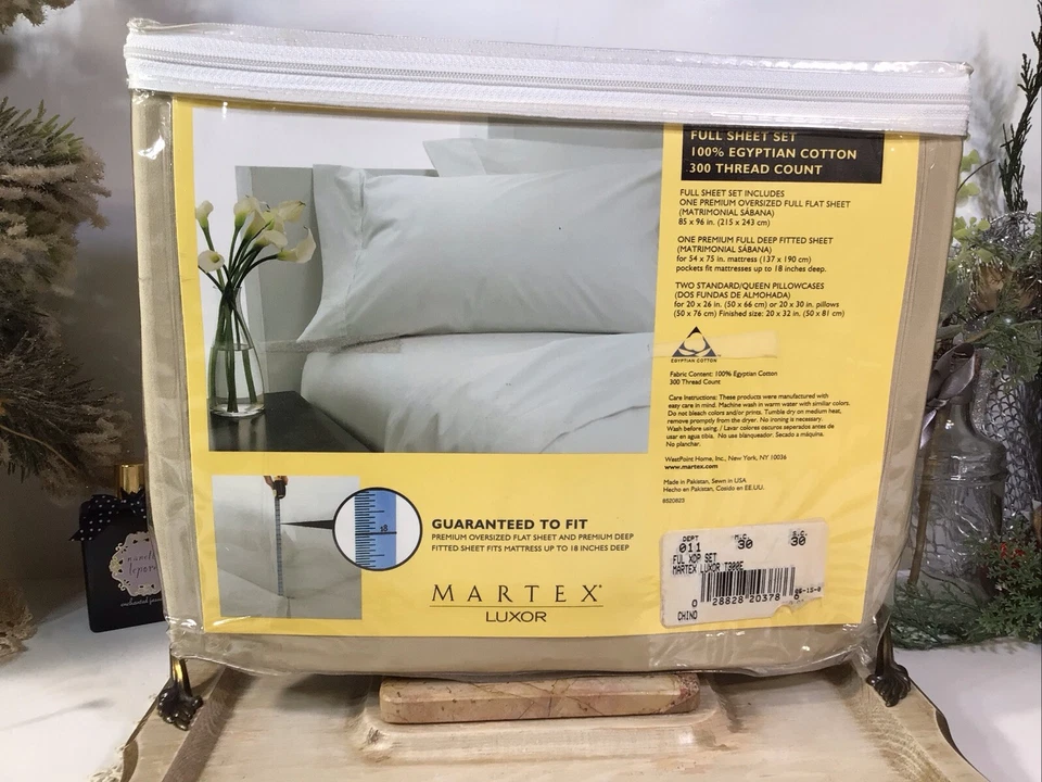 Martex Luxor Full Size Sheet Set~Beige~NEW~100% Egyptian Cotton~300 Thread Count - Image 4 of 4