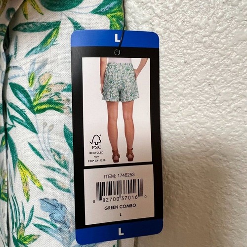 NWT Ellen Tracy Linen Womens Green White Skort Women Size L - Picture 5 of 7