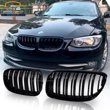 2X Gloss Black Front Kidney Grille for BMW E92 E93 Coupe 328i 335i LCI 2011-2013