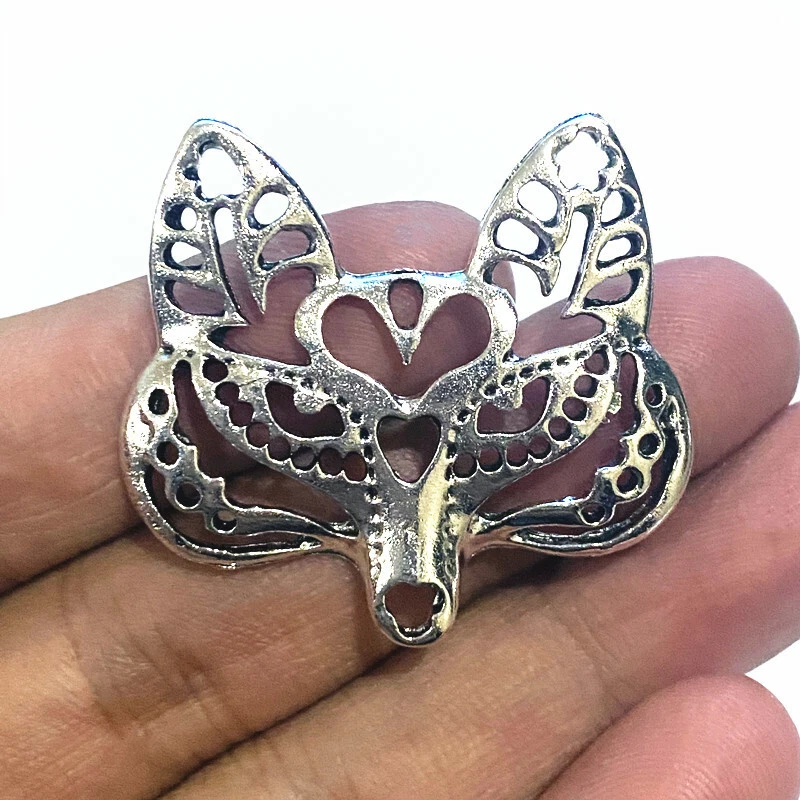 4pcs 34x37mm Fox Head Charms antique silver Pendants Making | eBay